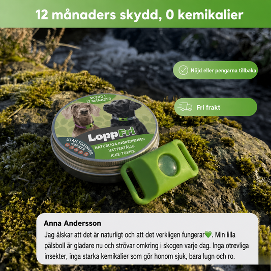LoppFri™ - Skydda din hund. Utan ett enda kemikalie